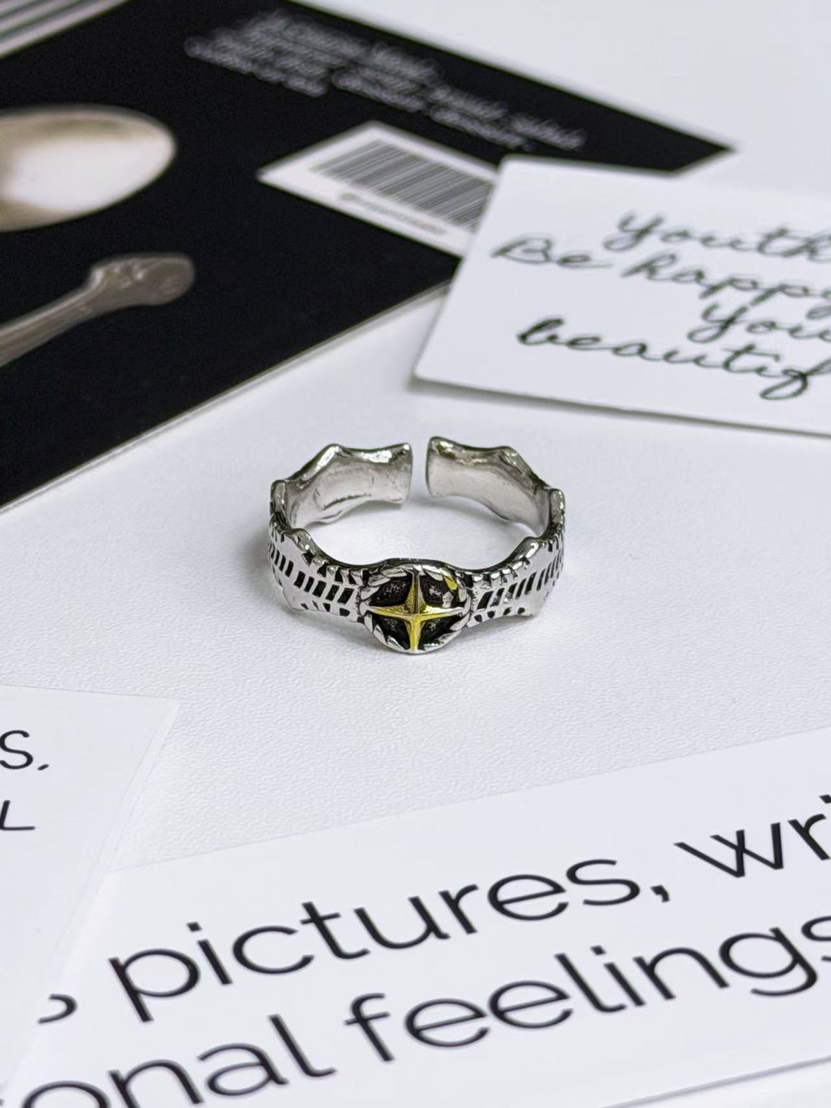 "NORTH STAR" CROSS RING