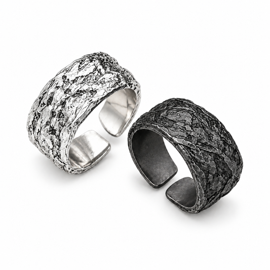 "FAULT LINE" TEXTURED BAND RING
